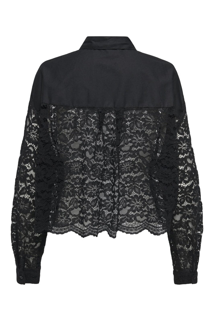 Only - Onljilli Lace Mix Shirt - 4847004 Black
