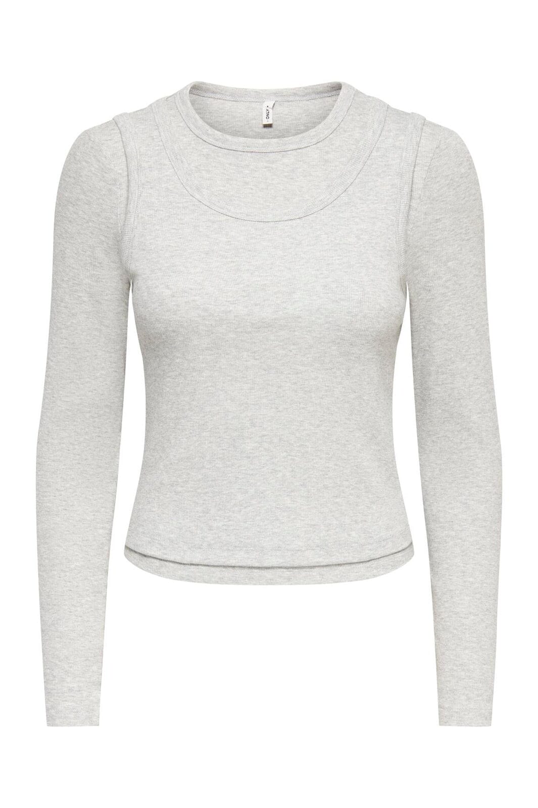 Only - Onljilli L/S O-Neck Double Top - 5122730 Light Grey Melange