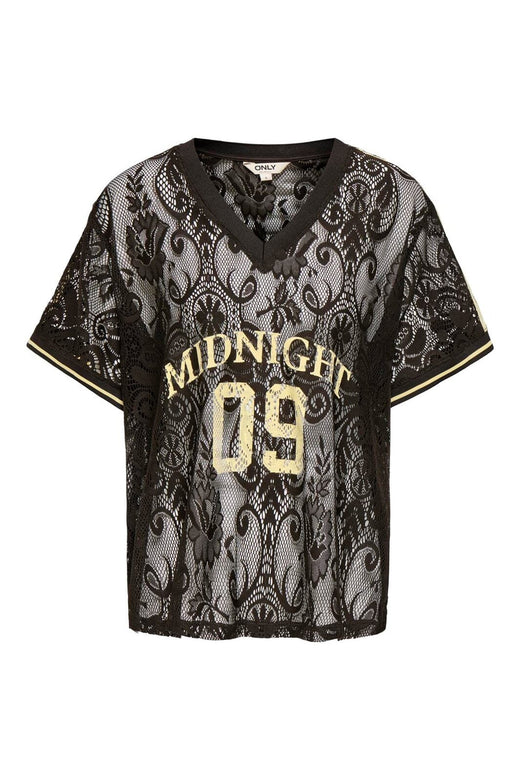 Only - Onljules S/S V-Neck Lace Top - 5115986 Chocolate Torte Pale Yellow