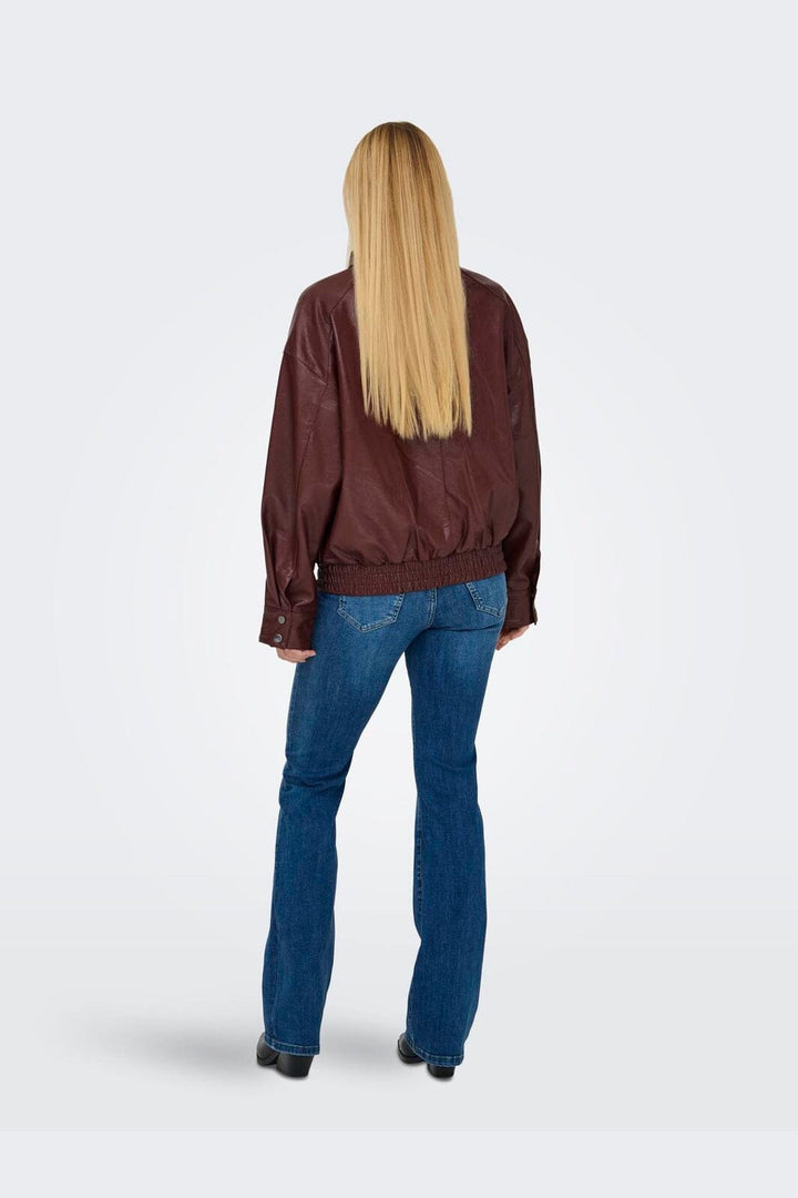 Only - Onljulia Faux Leather Ovz. Bomber - 5002462 Rum Raisin