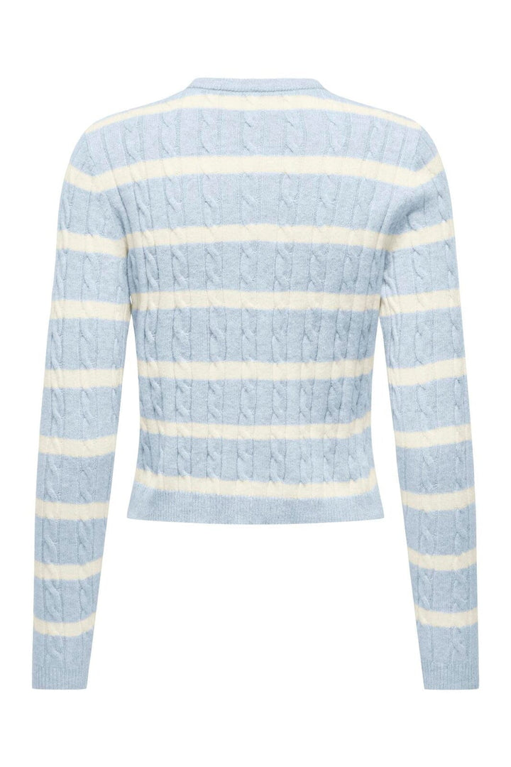 Only - Onlkatia Ls Cable Button Cardigan Cc Knt - 4959317 Cashmere Blue Melange/Babys Breath/Dtm Button
