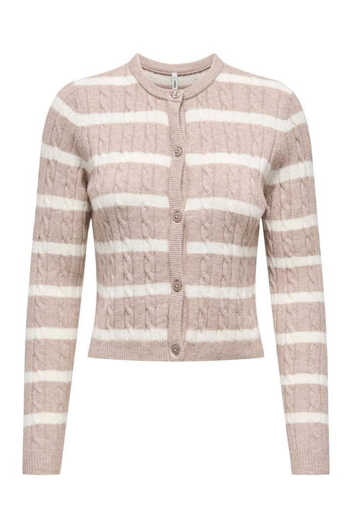 Only - Onlkatia Ls Cable Button Cardigan Cc Knt - 4959319 Mocha Meringue Melange/Babys Breath/Dtm Button