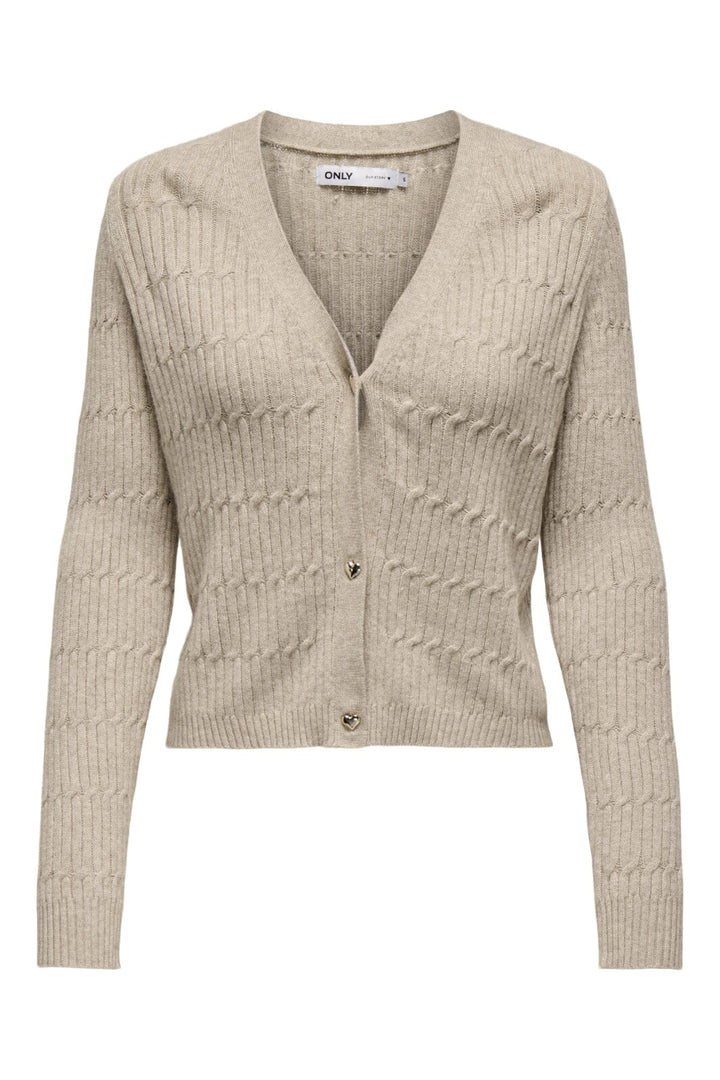 Only - Onlkatia Ls Cable V-Neck Cardi Knt Nca - 4505958 Mocha Meringue W. Melange
