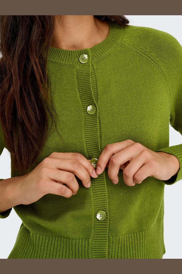 Only - Onlkatia Ls Short Cardigan Cc Knt - 4947382 Peat Moss Dtm Horn Button