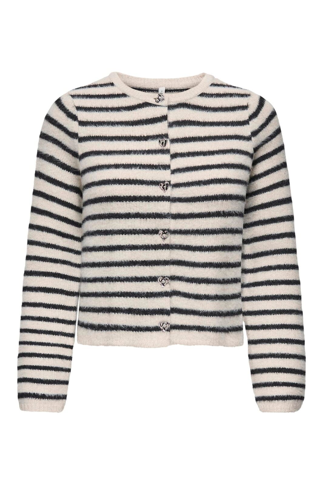 Only - Onlkerry Ls Button Cardigan Cc Knt - 5059032 Birch Black/Silver Heart Button