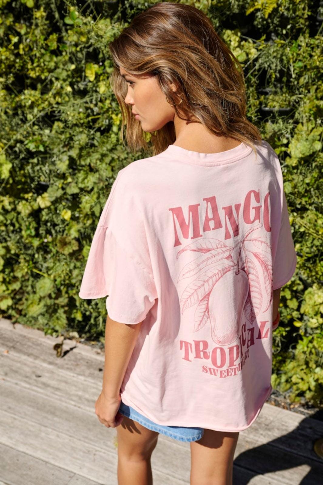 Only - Onlkinna S/S Oversize Top Box - 5030512 Rosy Touch Mango Tropical Jungle T-shirts 