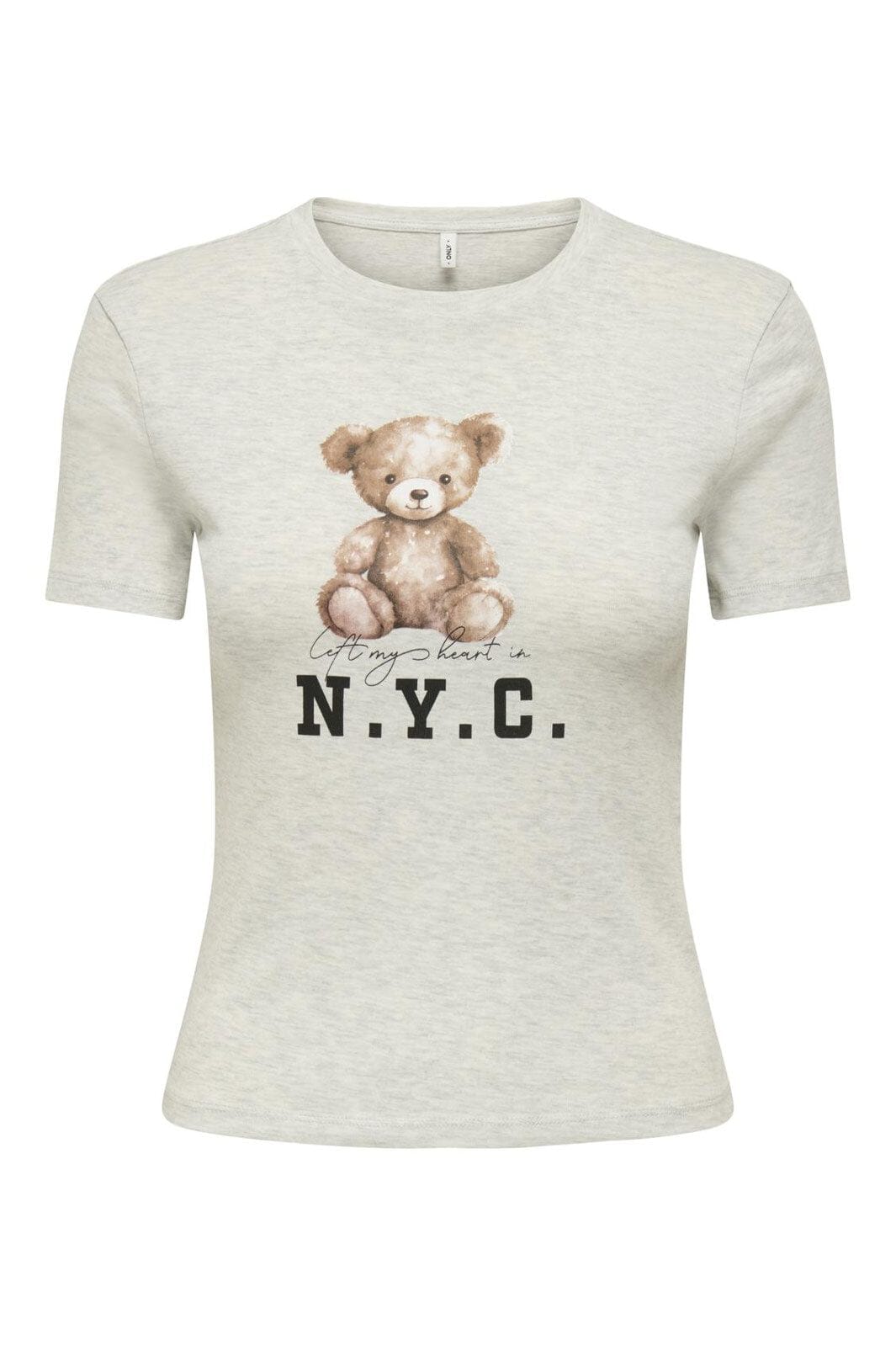 Only - Onlkira Life S/S O-Neck Top - 4876731 Light Grey Melange Nyc