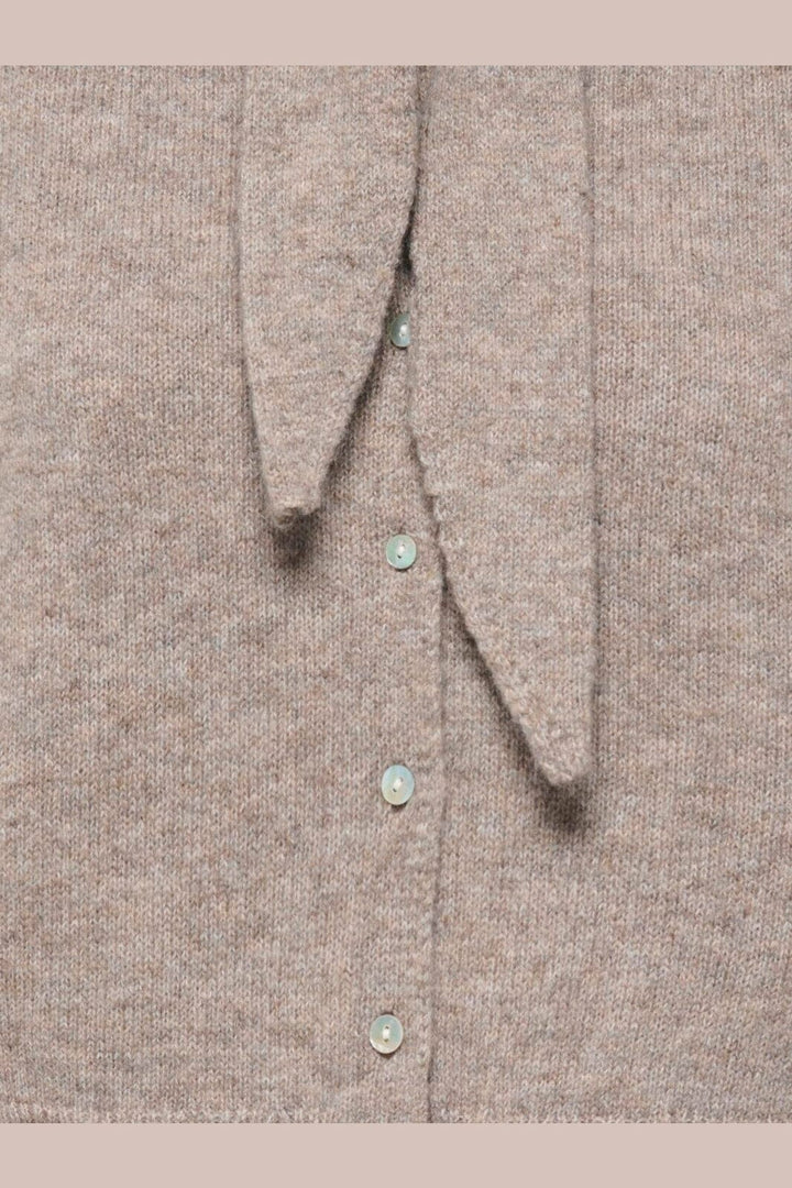 Only - Onllana Ss Scarf Detail Cardi Knt - 5174336 Taupe Gray Mel/Fmop