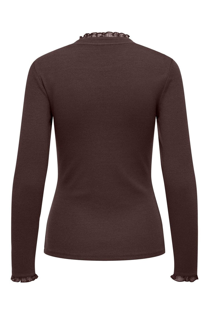 Only - Onlleslie L/S Lace Mix Top - 5162965 Coffee Bean
