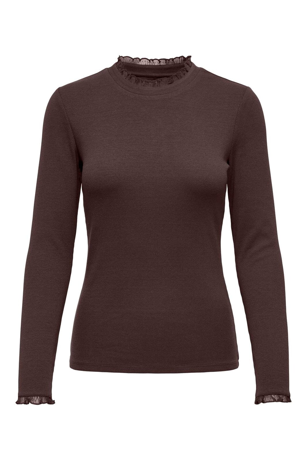 Only - Onlleslie L/S Lace Mix Top - 5162965 Coffee Bean