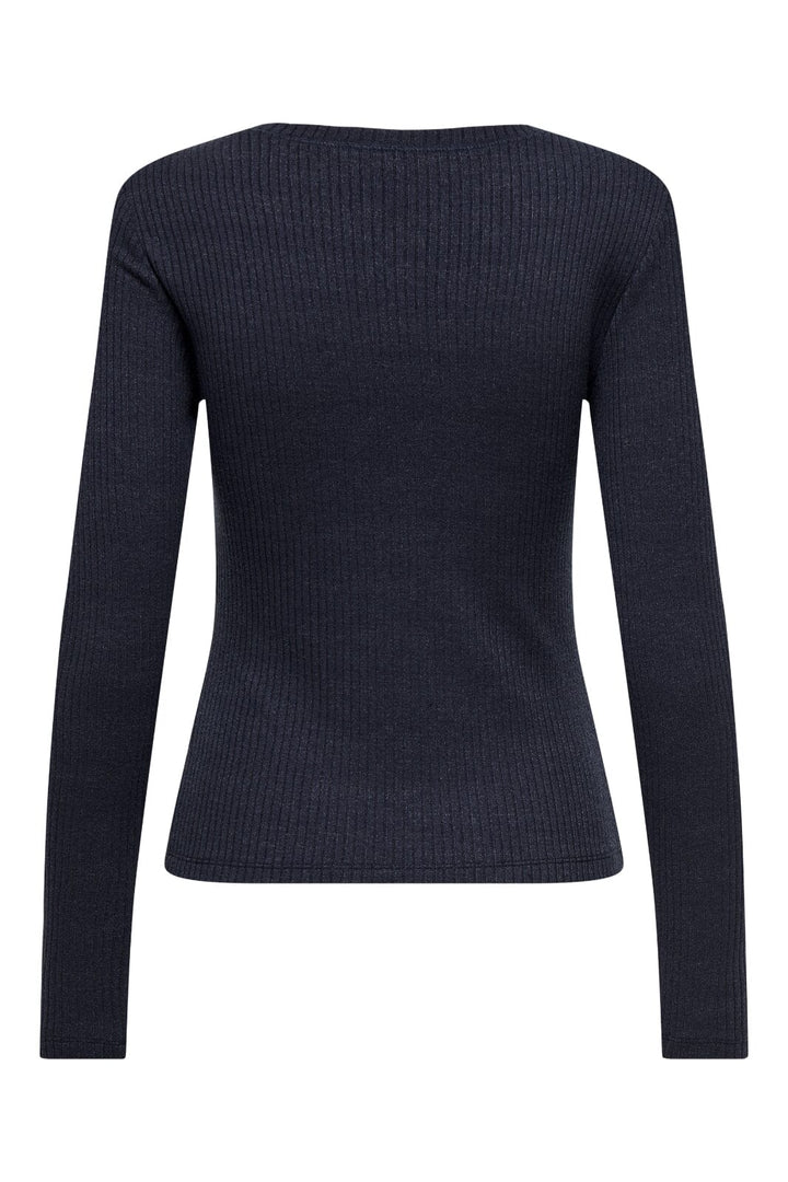 Only - Onllinea L/S O-Neck Button Top Cc - 4805065 Night Sky Melange
