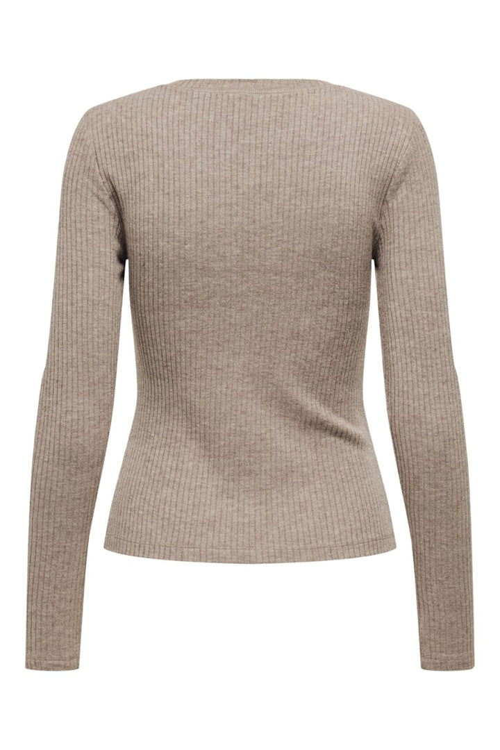 Only - Onllinea L/S O-Neck Button Top Cc - 4806160 Brown Lentil Melange