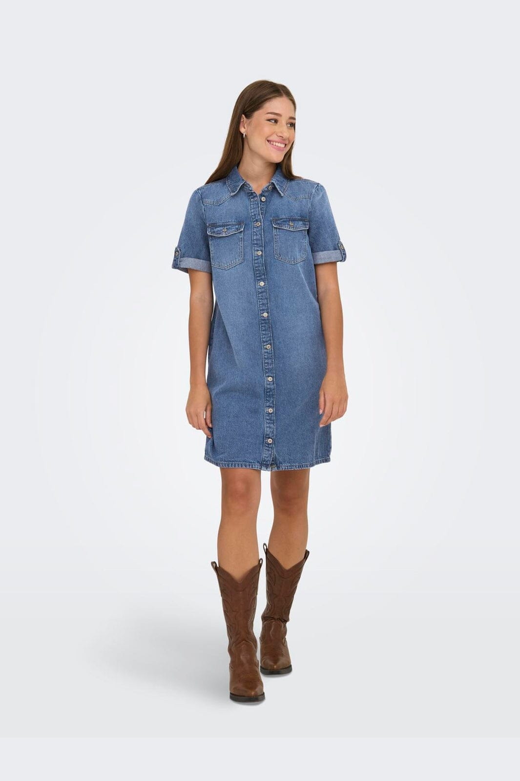 Only - Onllisa S/S Dress Gua - 4806216 Medium Blue Denim