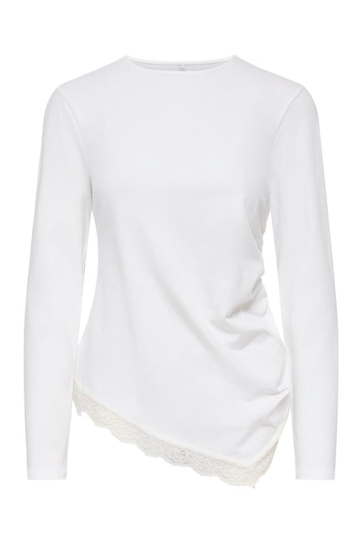 Only - Onllive Love L/S Ruching Top - 5130904 Cloud Dancer Dtm Lace