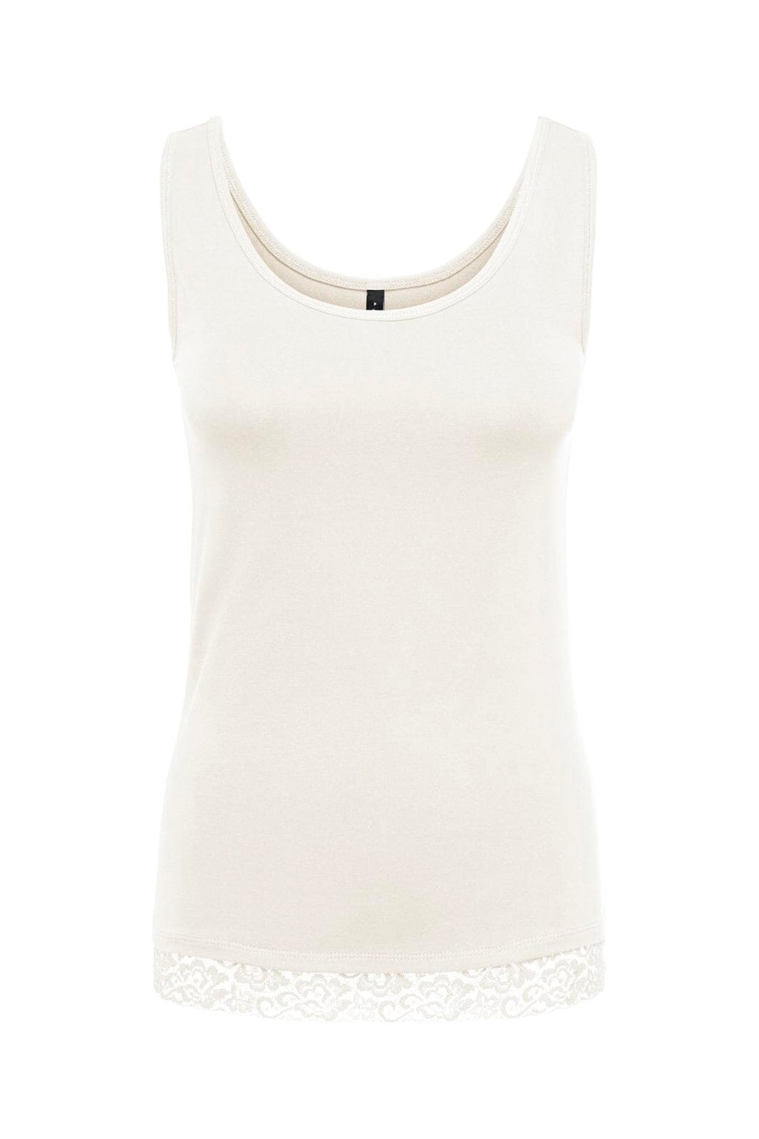 Only - Onllive Love S/L Tank Top Lace Detail - 5194533 Cloud Dancer Tone In Tone Lace