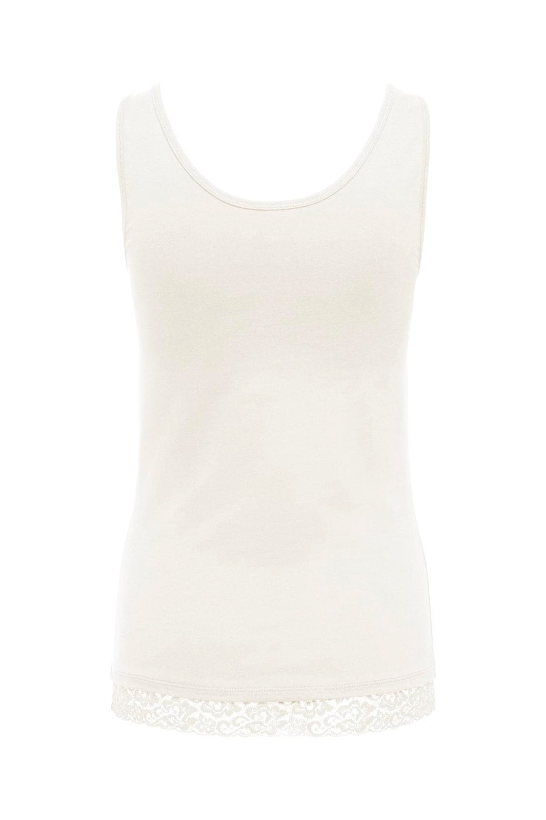 Only - Onllive Love S/L Tank Top Lace Detail - 5194533 Cloud Dancer Tone In Tone Lace