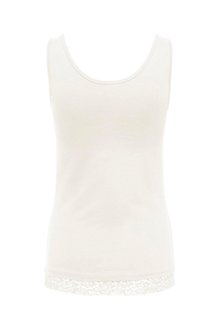 Only - Onllive Love S/L Tank Top Lace Detail - 5194533 Cloud Dancer Tone In Tone Lace