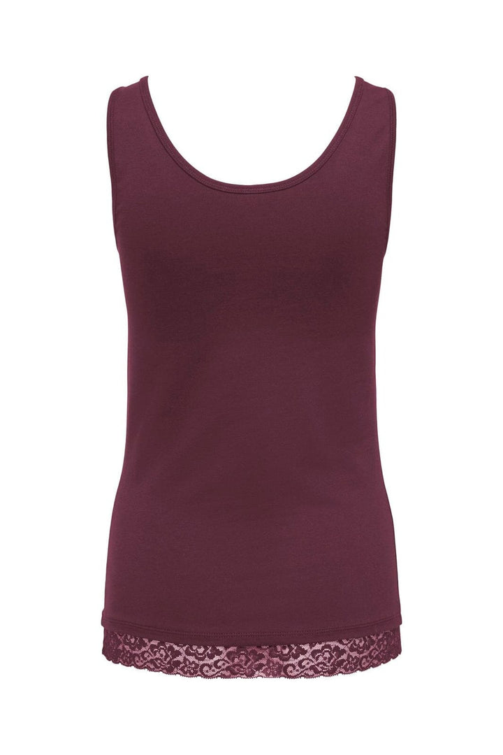 Only - Onllive Love S/L Tank Top Lace Detail - 5194534 Fig Tone In Tone Lace
