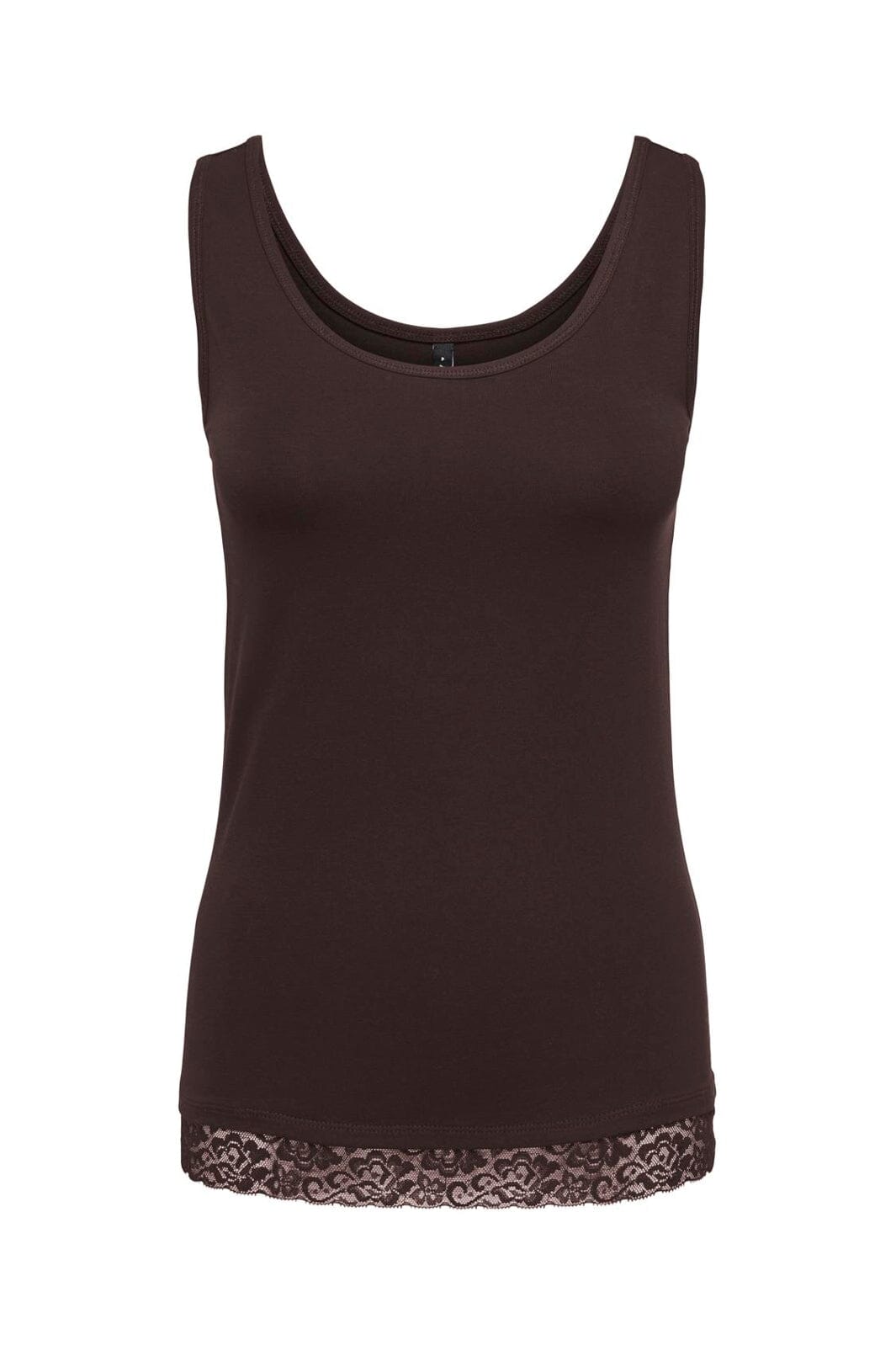 Only - Onllive Love S/L Tank Top Lace Detail - 5194535 Chocolate Torte Tone In Tone Lace