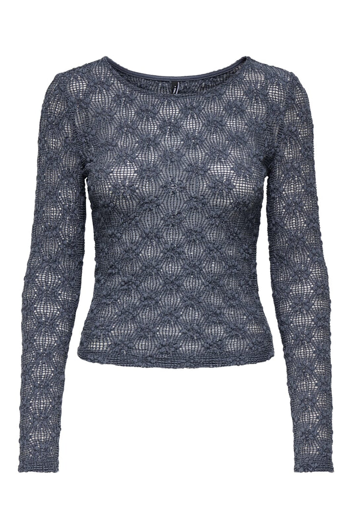 Only - Onllola L/S O-Neck Lace Top - 4841537 Ombre Blue