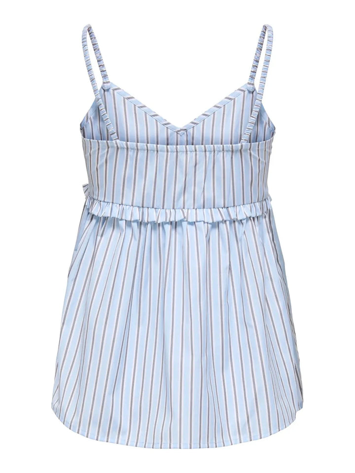 Only - Onlloris Strap Flowy Top - 5045018 Chambray Blue W. Bright White + Black Toppe 