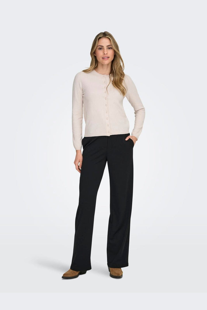 Only - Onlloyal Ls O-Neck Button Cardi Knt - 4986401 Moonbeam Melange