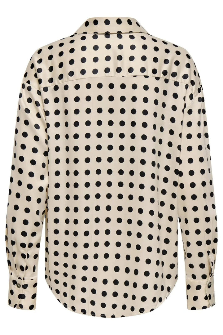 Only - Onllydia L/S Satin Shirt - 4990914 Frosted Almond Black Dots Skjorter 