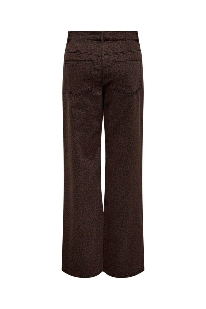 Only - Onlmadison Wide Animal Pant - 4840397 Chicory Coffee W. Black Leo