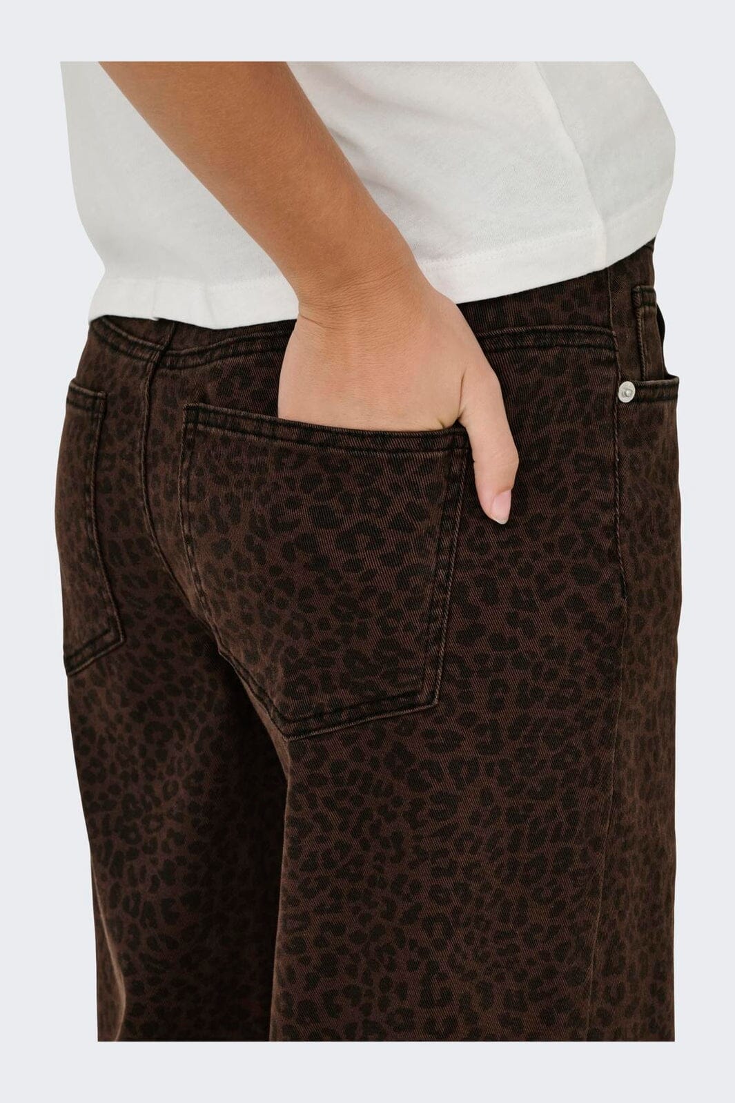 Only - Onlmadison Wide Animal Pant - 4840397 Chicory Coffee W. Black Leo