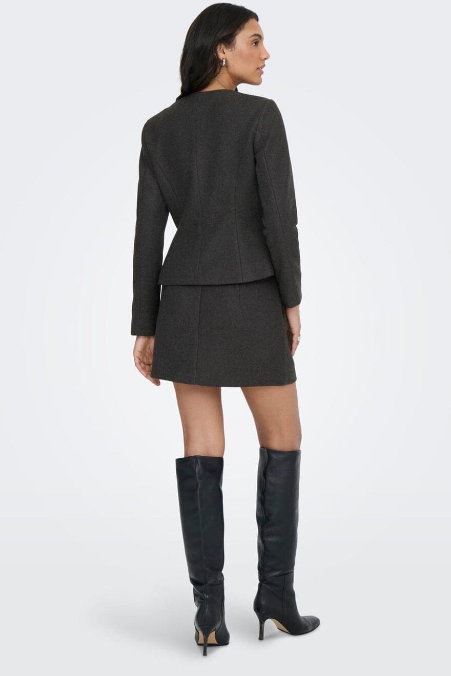Only - Onlmaika L/S Asym Fit Jacket Ox - 4929080 Dark Grey Melange