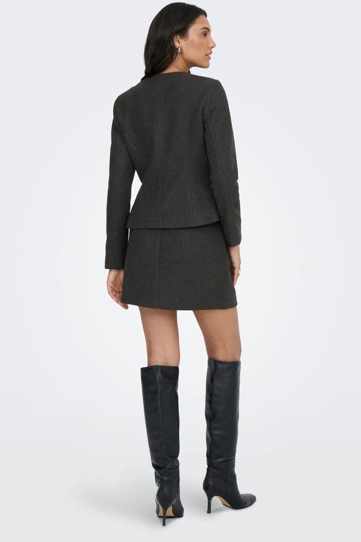 Only - Onlmaika L/S Asym Fit Jacket Ox - 4929080 Dark Grey Melange