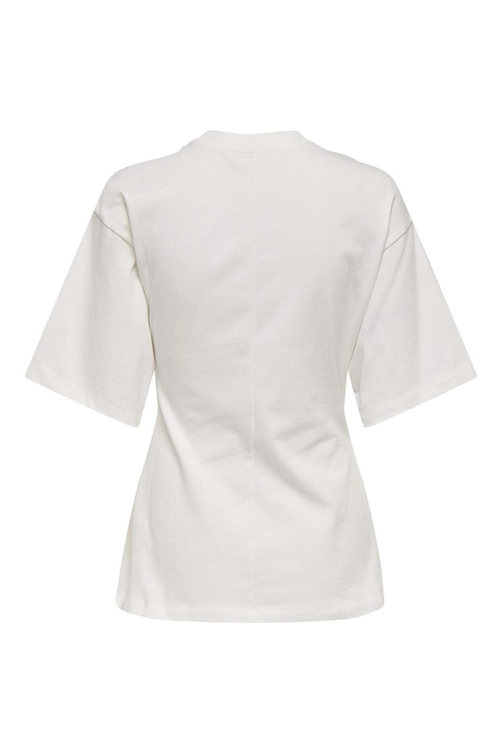 Only - Onlmarie Life 2/4 O-Neck Top Box - 4953287 Cloud Dancer Silver Button