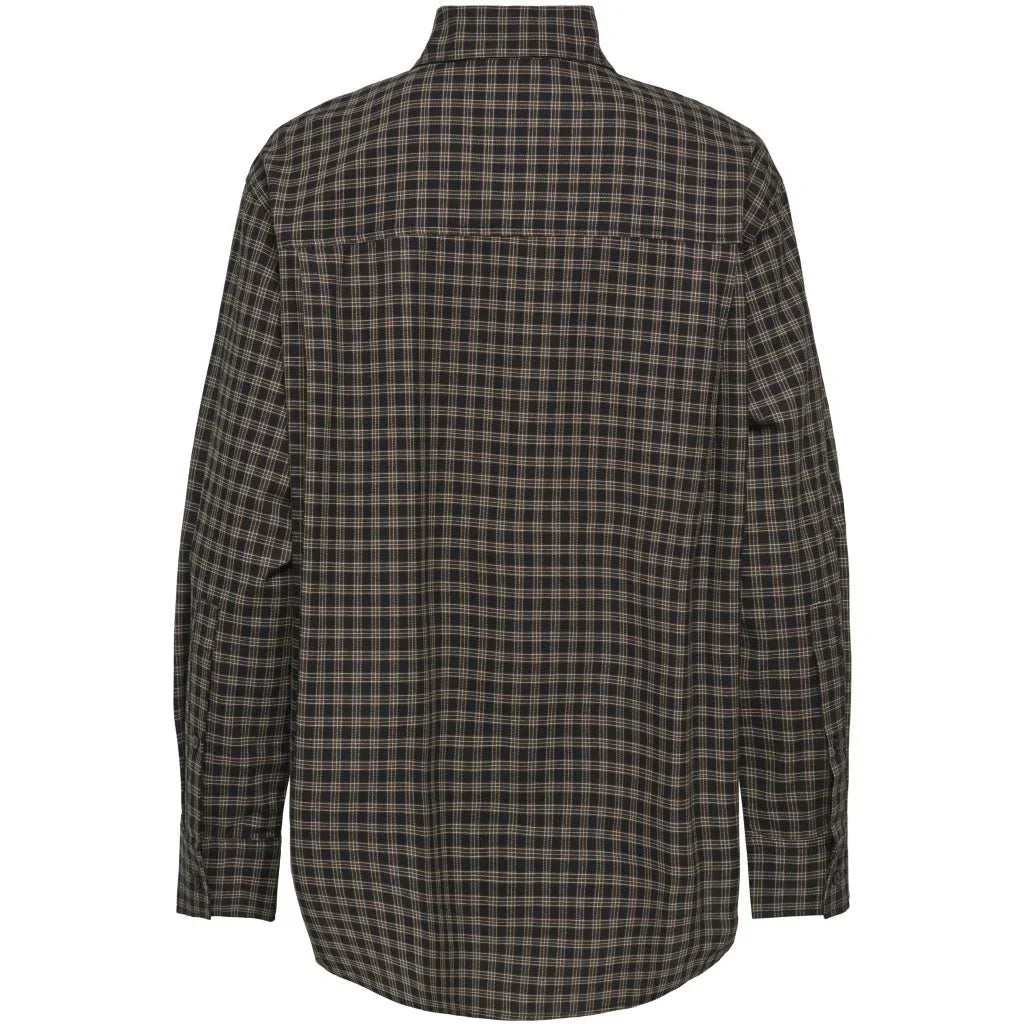 Only - Onlmaylin L/S Scarf Check Shirt - 5144286 Black Harvest Check Tørklæder 