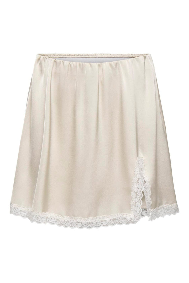 Only - Onlmenus Lace Satin Short Skirt - 5131873 Birch White Lace