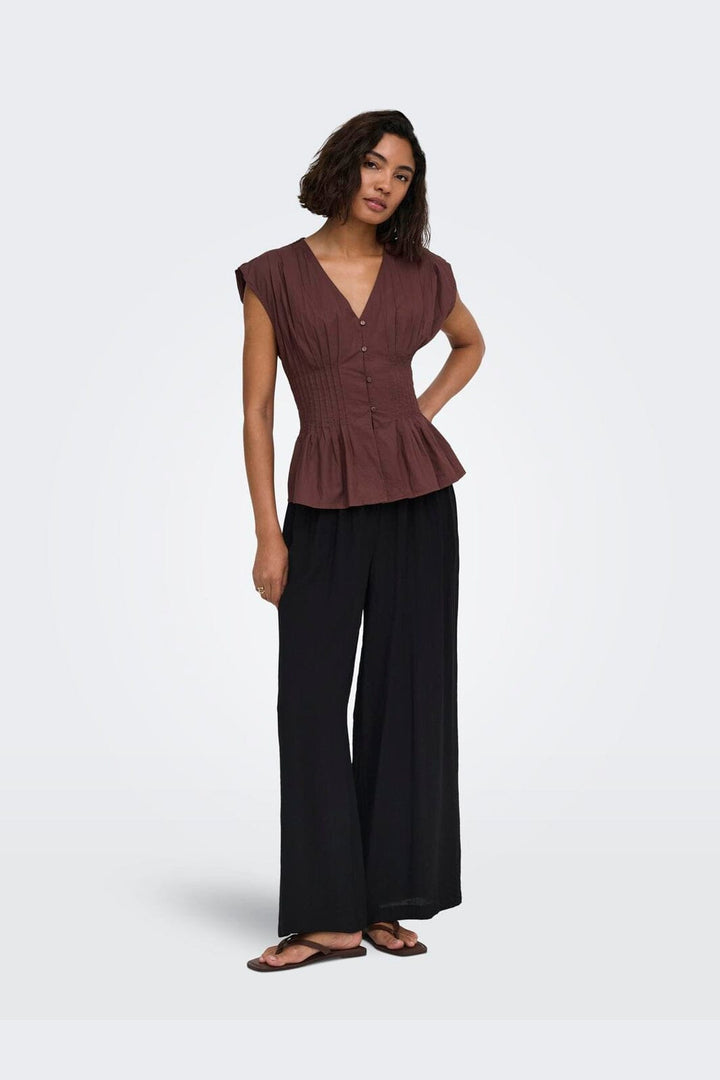 Only - Onlmila Sl Waist Top - 5118374 Brown Stone