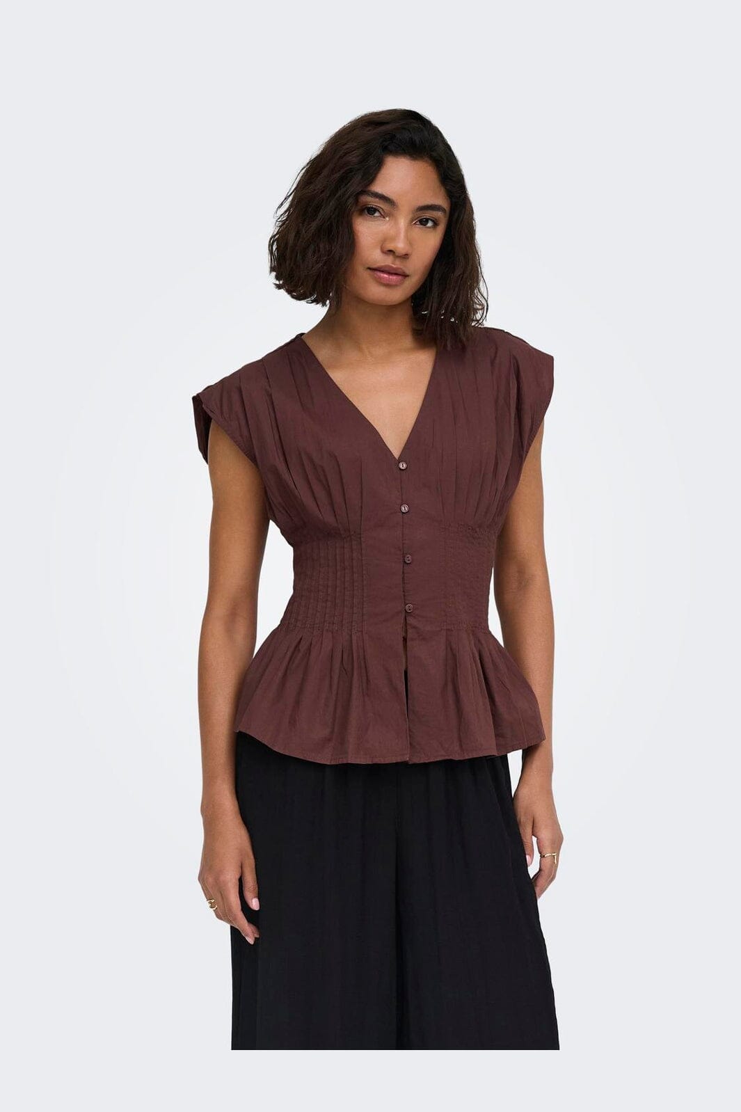Only - Onlmila Sl Waist Top - 5118374 Brown Stone