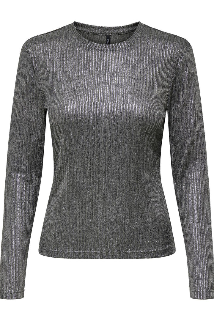 Only - Onlmirinda L/S O-Neck Top - 4674196 Dark Grey Melange Gun Metallic Bluser 