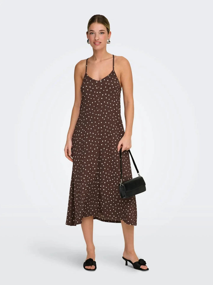 Only - Onlmolly S/L V-Neck Dress - 4989241 Shopping Bag Cloud Dancer Dots (Milly) Kjoler 
