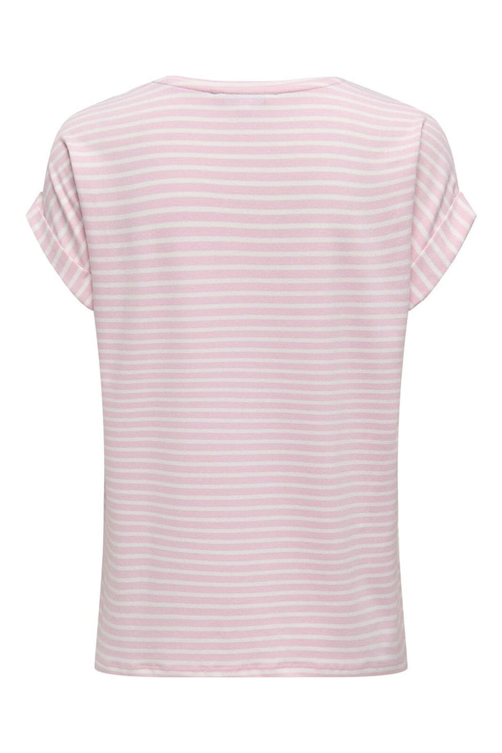 Only - Onlmoster Stripe S/S O-Neck Top - 4693917 Pink Lady Cloud Dancer