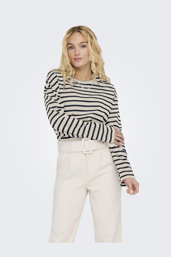 Only - Onlnew Soph Life L/S O-Neck Top Box - 4702832 Birch Navy Blazer