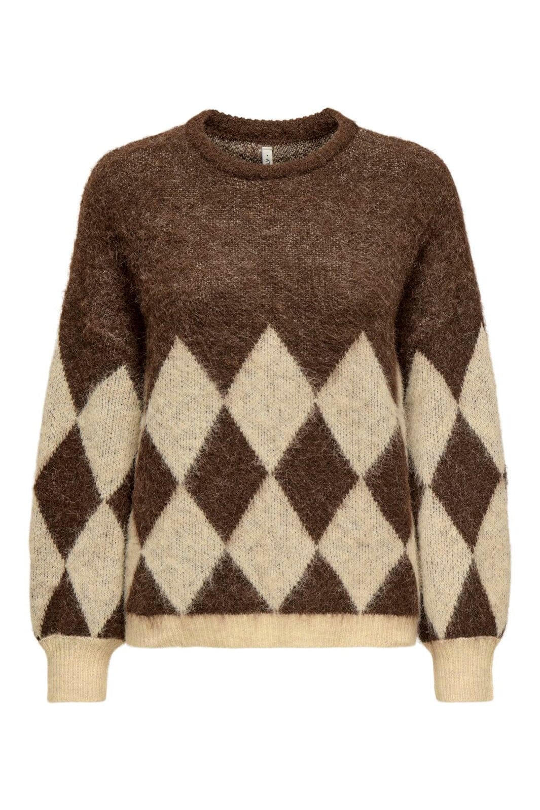 Only - Onlnoeme Life Ls Jq O-Neck Nca Knt - 4894898 Chestnut Biscotti/Melange/Harlekin