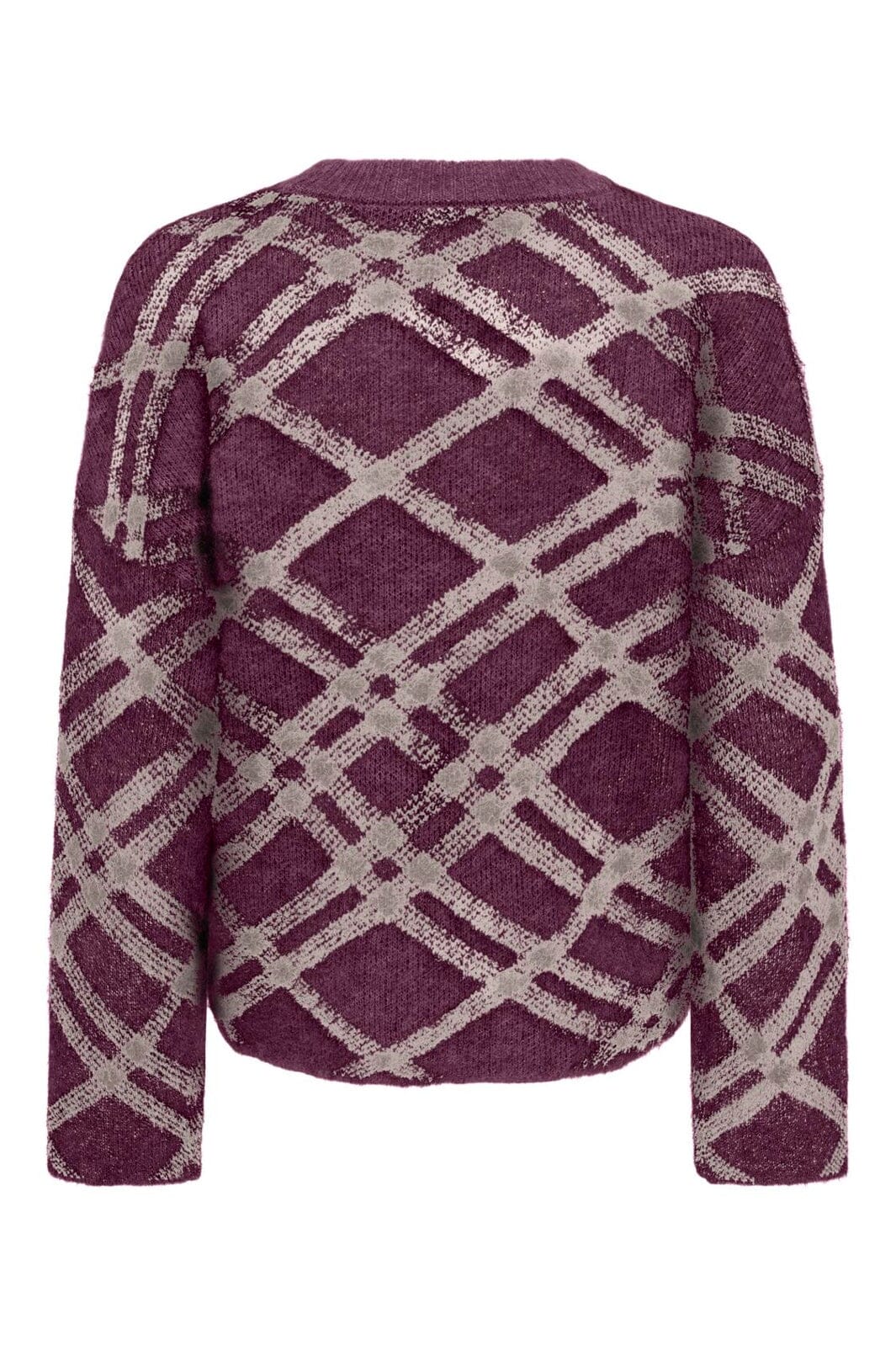 Only - Onlnoeme Ls Pattern O-Neck Knt - 5176953 Fig Oatmeal/Mel