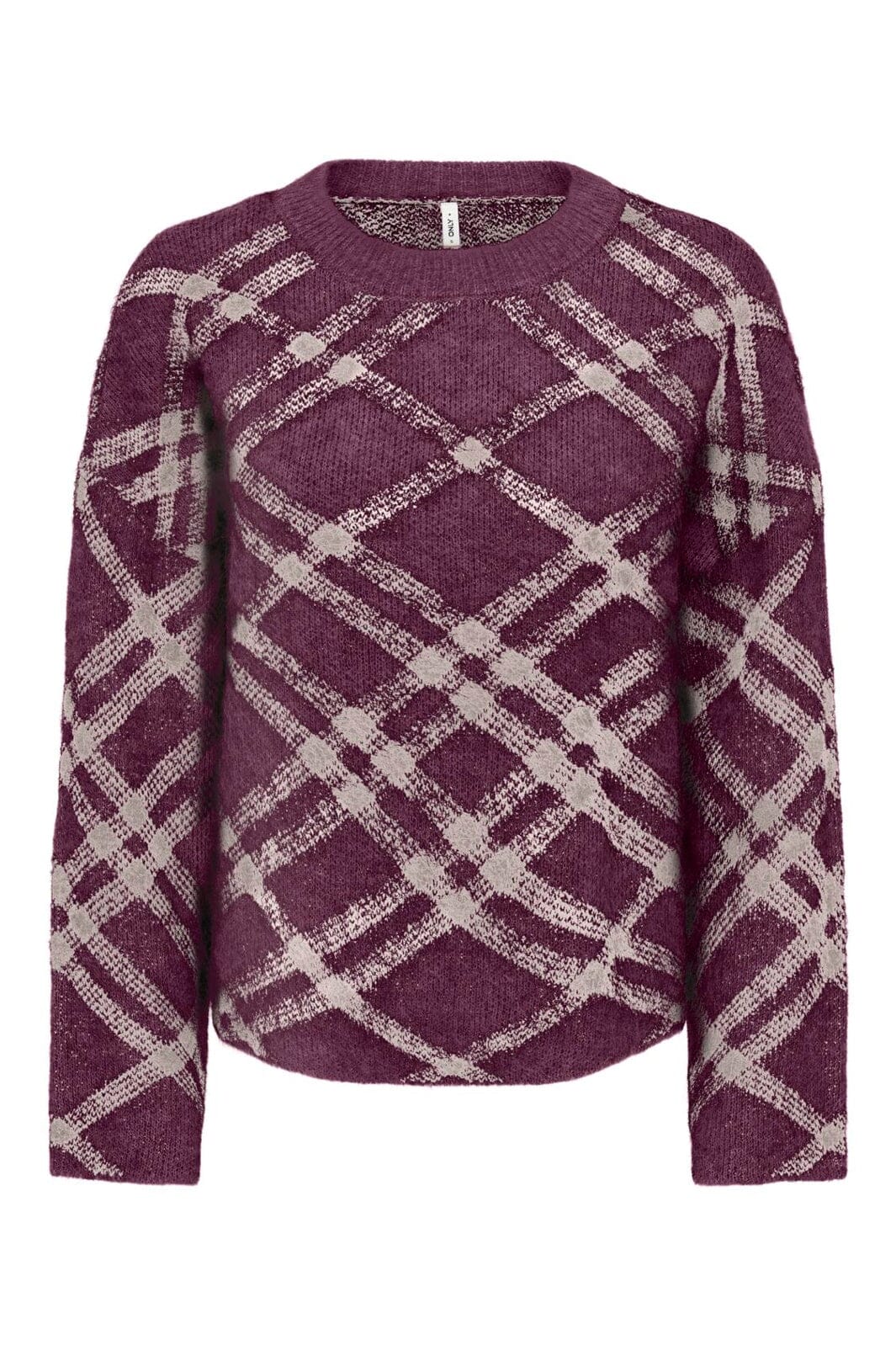 Only - Onlnoeme Ls Pattern O-Neck Knt - 5176953 Fig Oatmeal/Mel