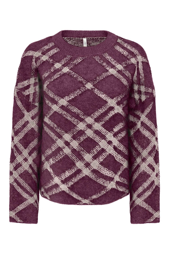 Only - Onlnoeme Ls Pattern O-Neck Knt - 5176953 Fig Oatmeal/Mel
