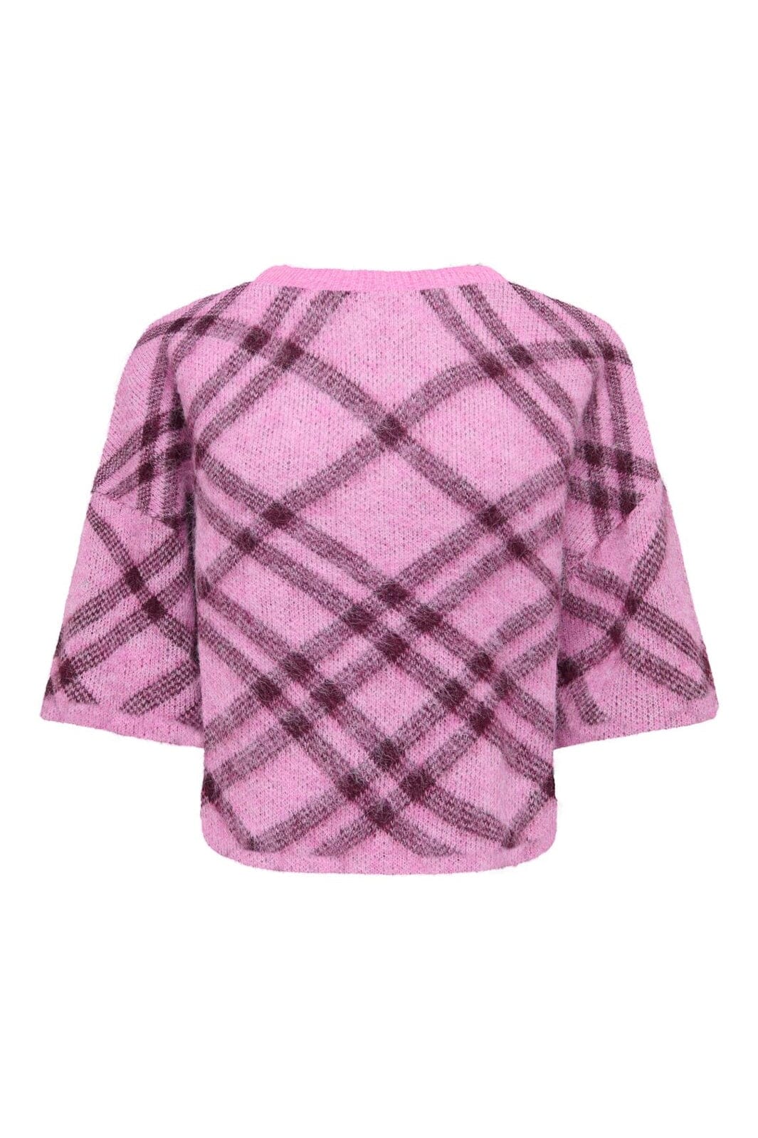 Only - Onlnoeme Ss Pattern O-Neck Knt - 5137184 Cyclamen Check/Fig/Mel