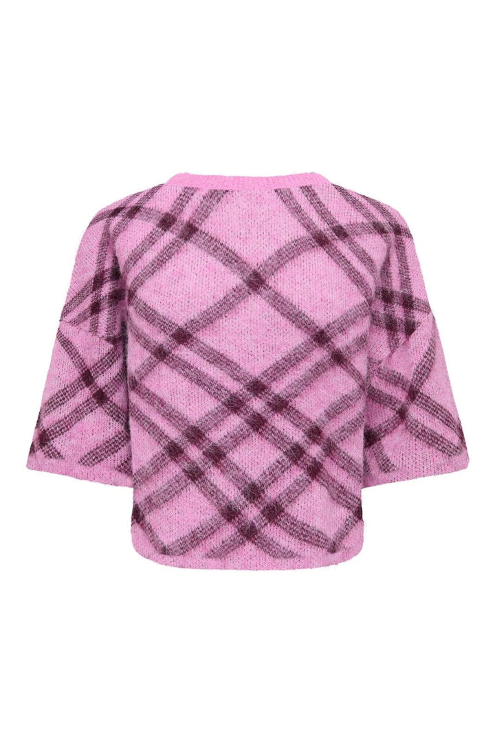 Only - Onlnoeme Ss Pattern O-Neck Knt - 5137184 Cyclamen Check/Fig/Mel
