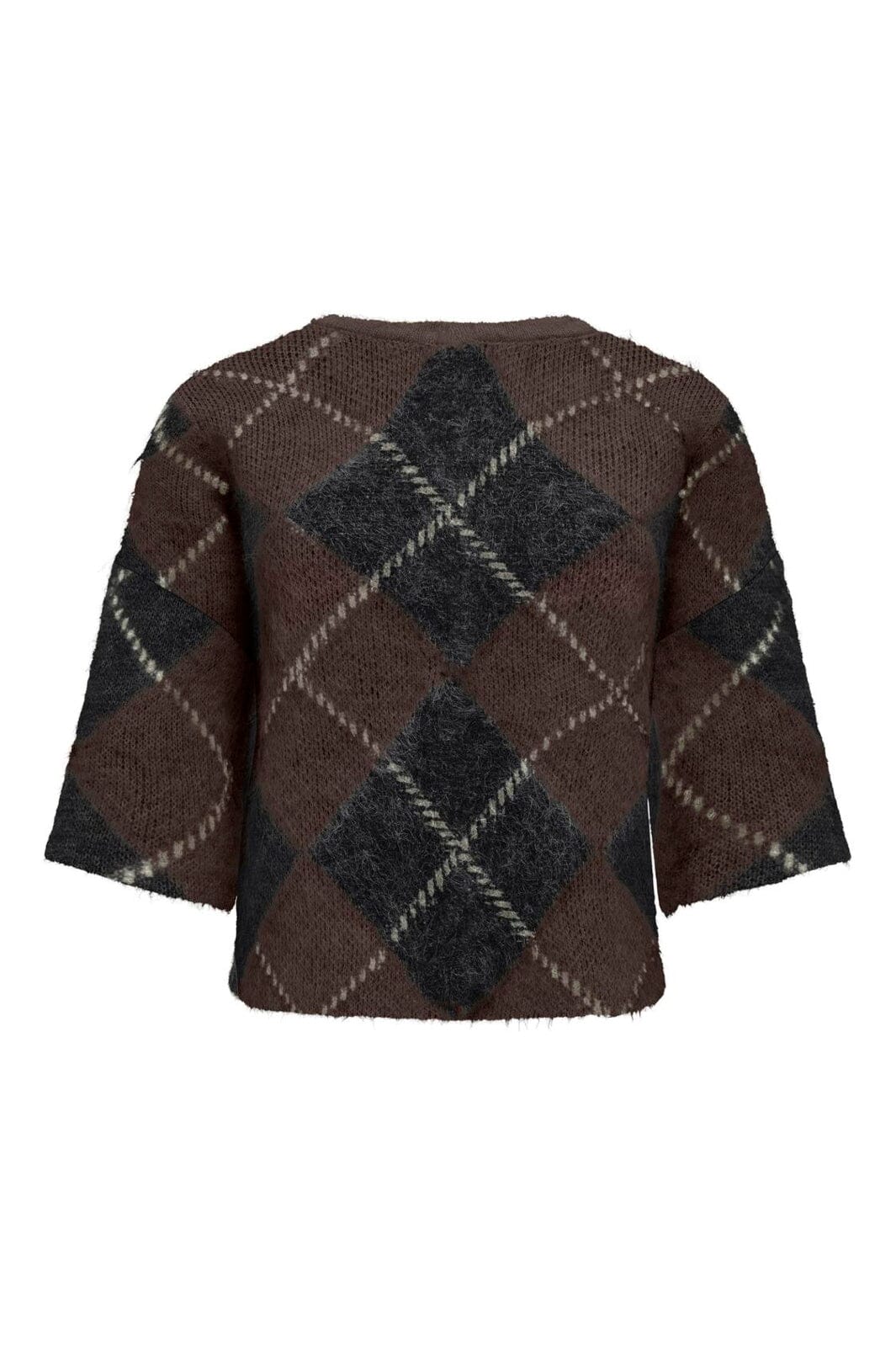 Only - Onlnoeme Ss Pattern O-Neck Knt - 5137193 Coffee Bean Big Argyle/Black/Oatmeal/Mel