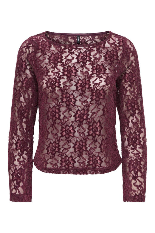 Only - Onlnola L/S Lace Velvet Top - 5127870 Winetasting