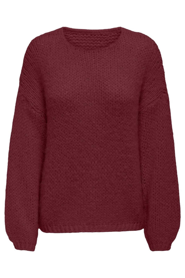 Only - Onlnordic Life Ls O-Neck Knt - 4872515 Cabernet Strikbluser 