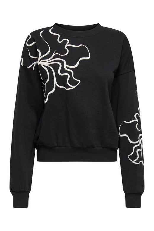 Only - Onlodessa L/S O-Neck Box Ub Swt - 4806648 Black W. Blury Flower